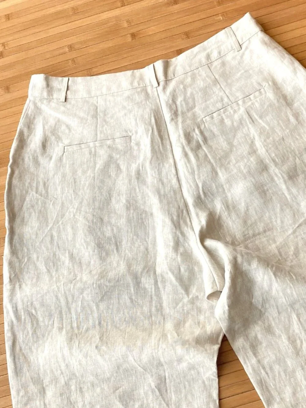 Reformation Wide Leg Linen Pants High Rise Pleated Womens 14 Flax Beige